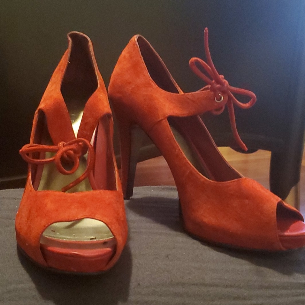 Red Suede PeepToes